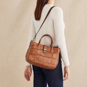 Dooney and Bourke Crocodile Embossed Leather Satchel Bag